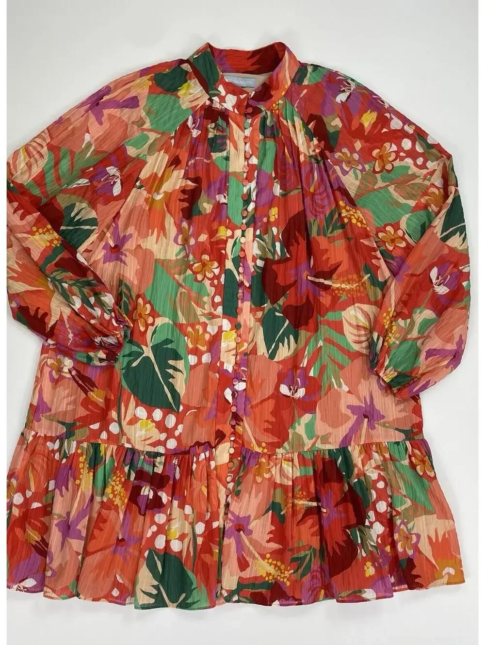 Antonio Melani Brynn Dress Tropical Mini Ruffle Swing Trapeze Missing Belt 10 - Picture 1 of 8